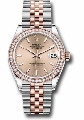 Rolex Steel and Everose Gold Datejust 31 Watch - 46 Diamond Bezel - Ros Index Dial - Jubilee Bracelet 278381RBR roij