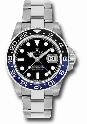Rolex Steel GMT-Master II 40 Watch - Black And Blue Batman Bezel - Black Dial - Oyster Bracelet - 126710BLNR o