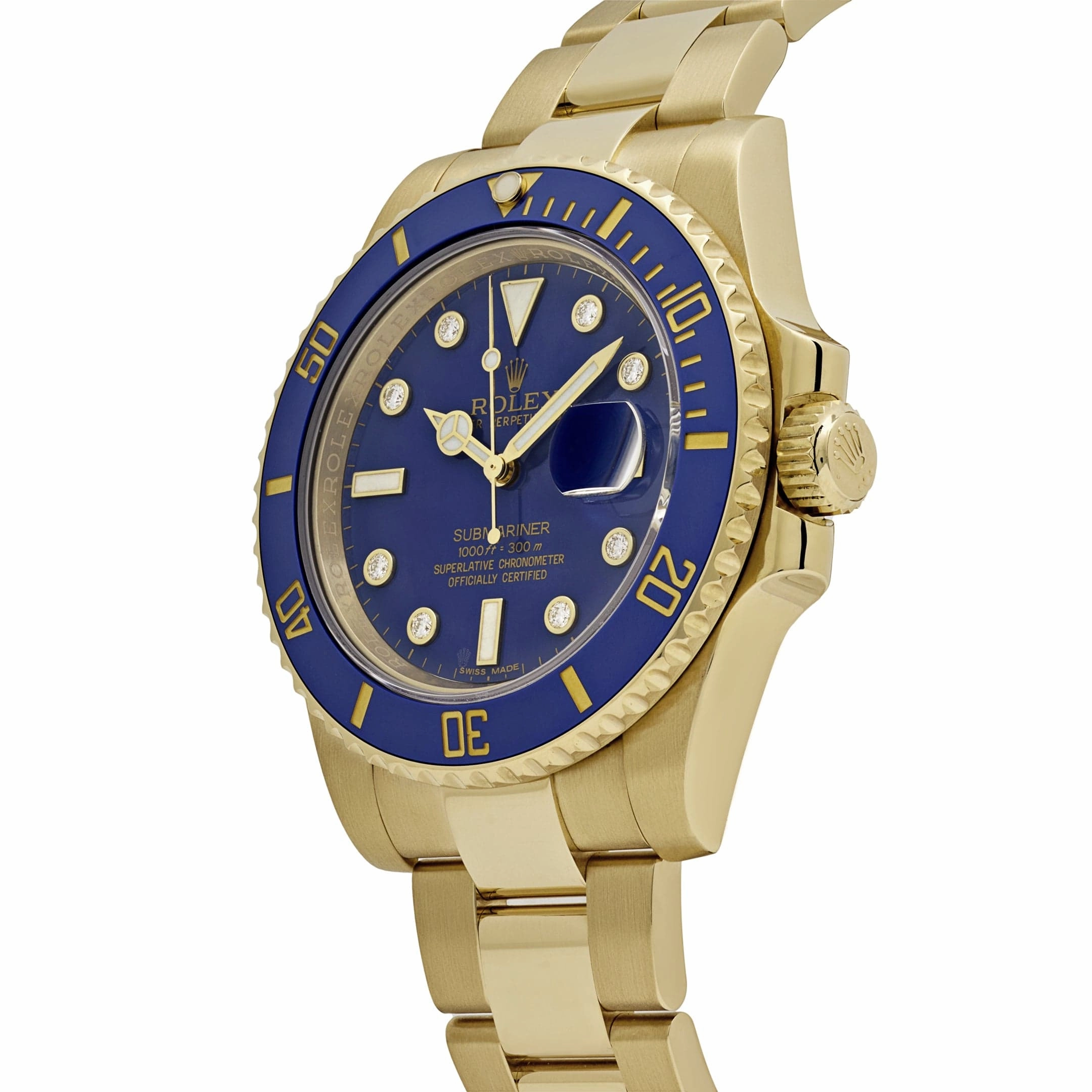 Rolex Submariner Date 116618LB Yellow Gold Blue Diamond Dial (2018)