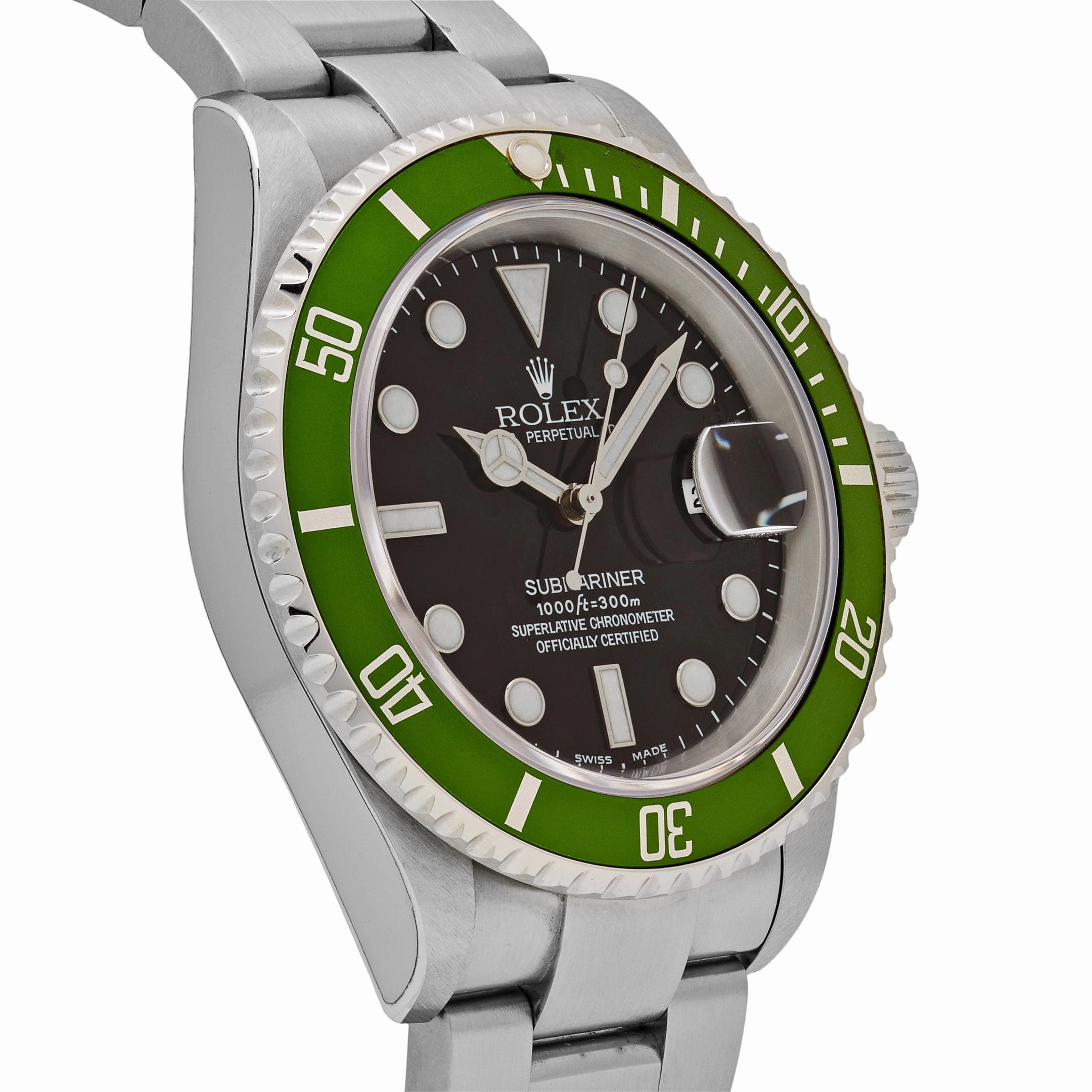 Rolex Submariner Date 16610LV 'Kermit' Bezel Flat 4 Stainless Steel Black Dial Oyster (2003)