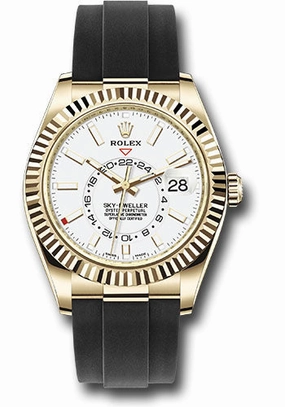 Rolex Yellow Gold Sky-Dweller Watch - White Index Dial - Oysterflex Bracelet - 326238 wi