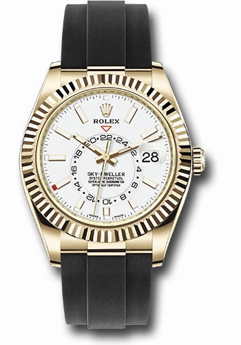 Rolex Yellow Gold Sky-Dweller Watch - White Index Dial - Oysterflex Bracelet - 326238 wi