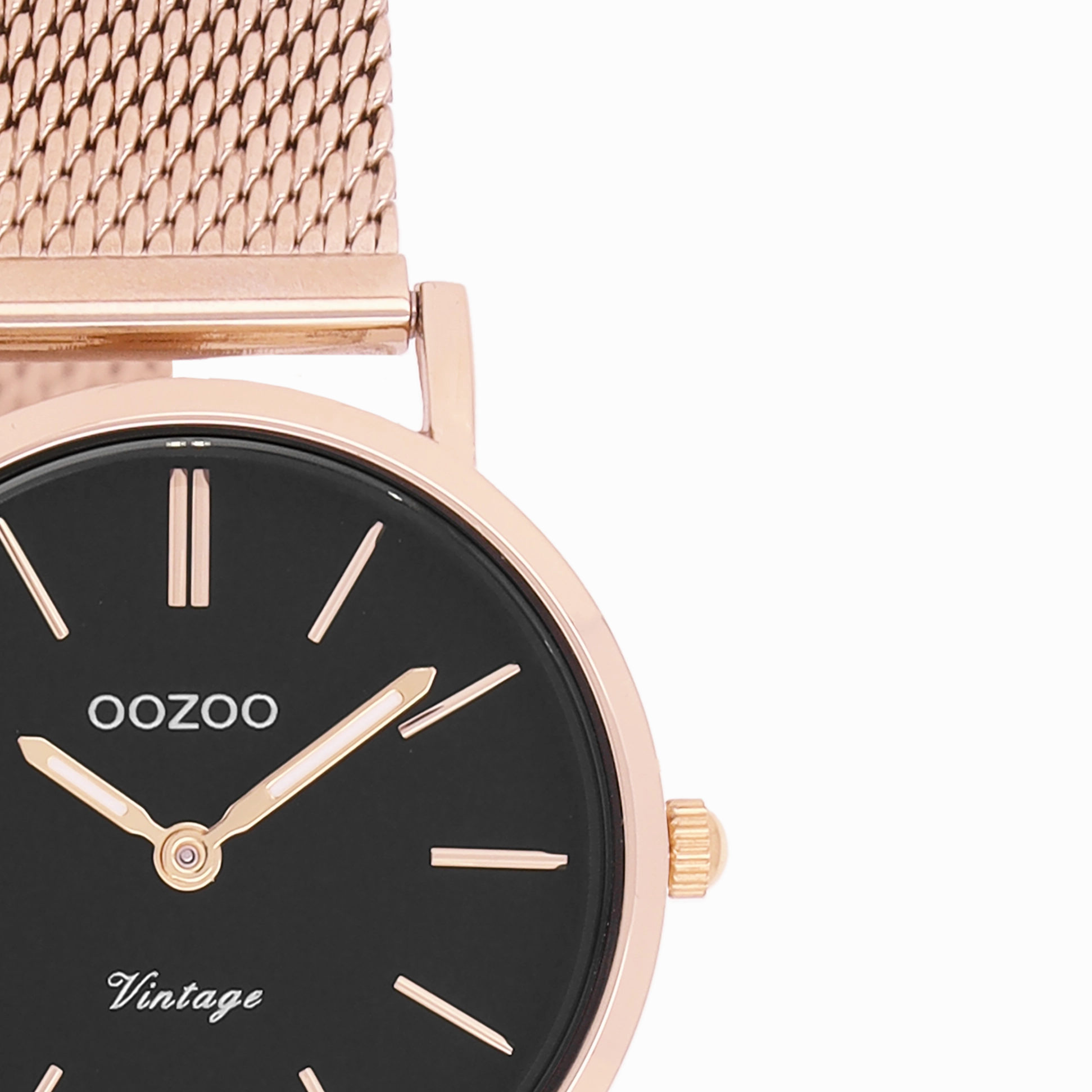 Rose gold coloured OOZOO watch with metal mesh bracelet - C20234