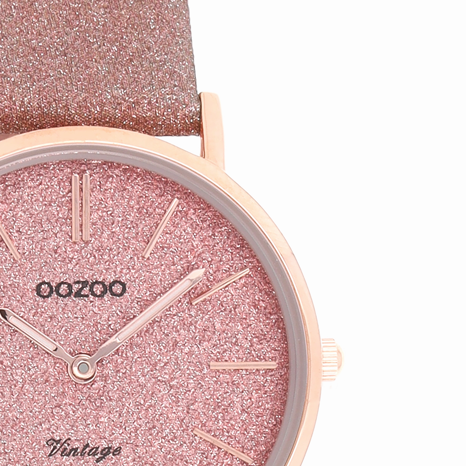 Rose gold coloured OOZOO watch with old pink leather strap - C20201