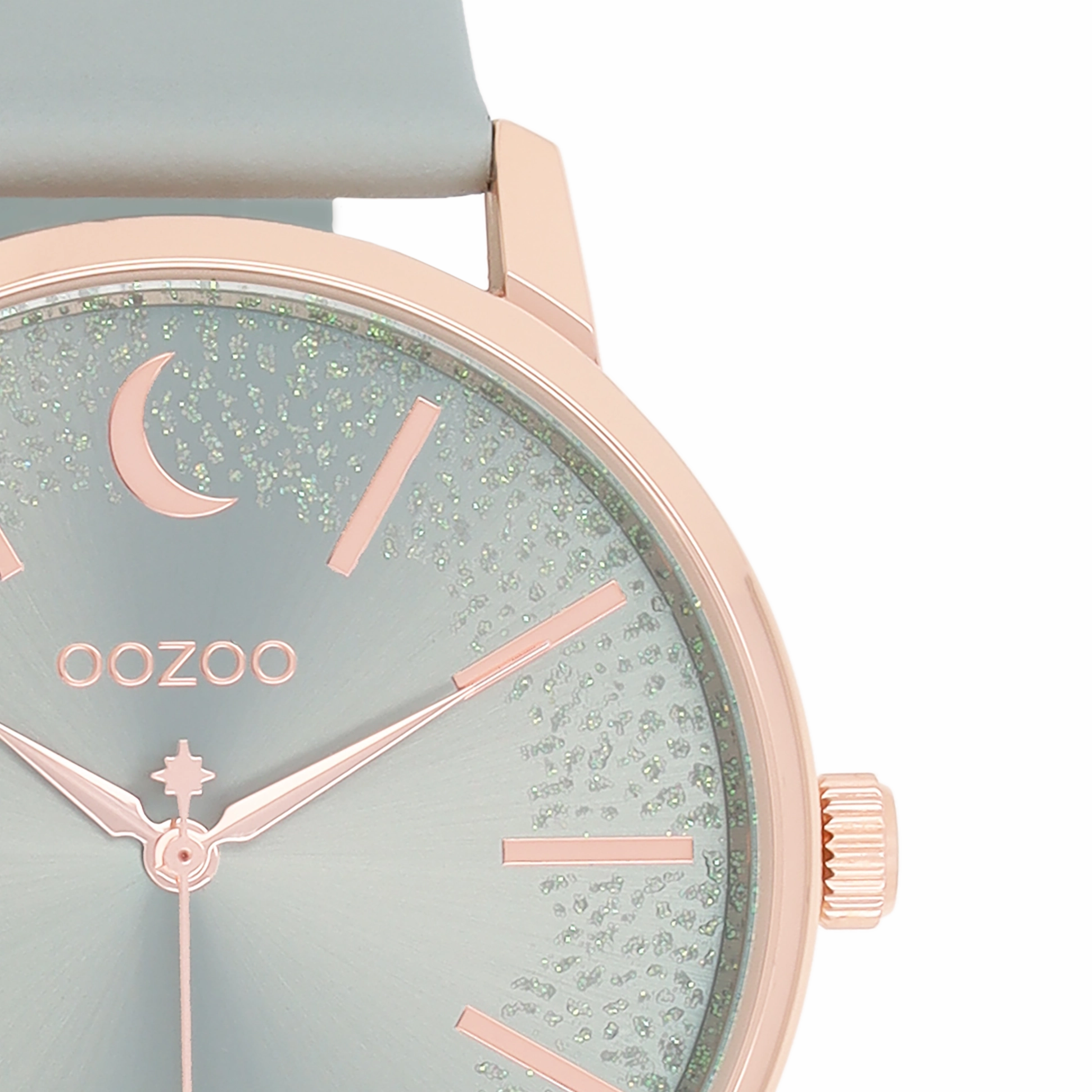 Rose gold coloured OOZOO watch with stone grey leather strap - C11040