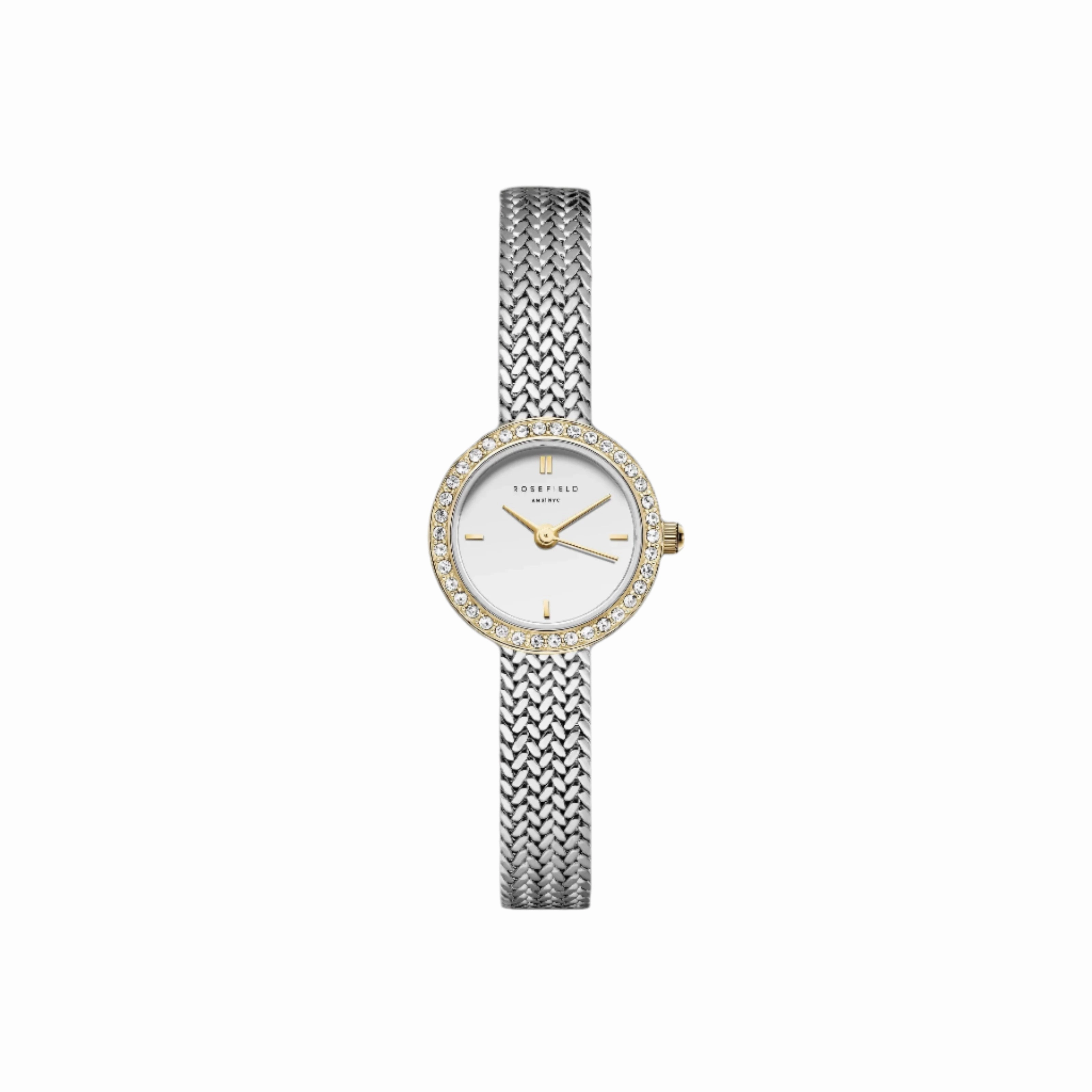 Rosefield Mini Small Edit Crystal White Dial Stainless Steel Watch MWSMG-M06