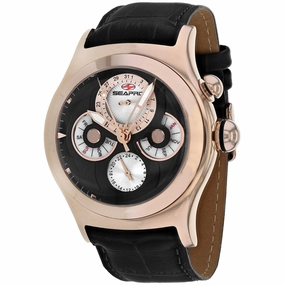Seapro Men's Watch - Chronoscope Rose Gold Case Black Dial Leather Strap | SP0134