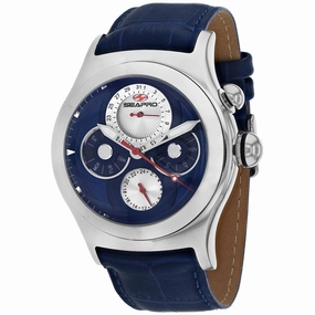Seapro Men's Watch - Chronoscope Silver Tone Case Blue Dial Leather Strap | SP0132