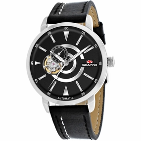 Seapro Men's Watch - Elliptic Automatic Silver Tone Case Black Dial Strap | SP0140