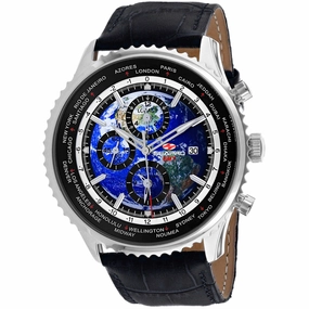 Seapro Men's Watch - Meridian World Timer GMT Blue Dial Leather Strap | SP7130