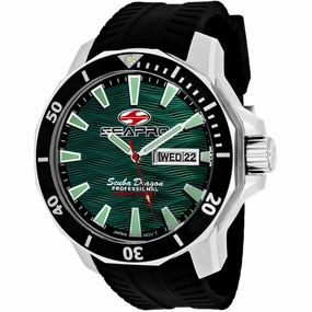 Seapro Men's Watch - Scuba Dragon Diver Quartz Green Dial Rubber Strap | SP8318