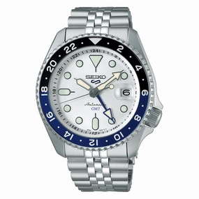 Seiko 5 Sports SKX GMT Automatic Mens Watch Sky Blue, Silver Cloud SSK033K1