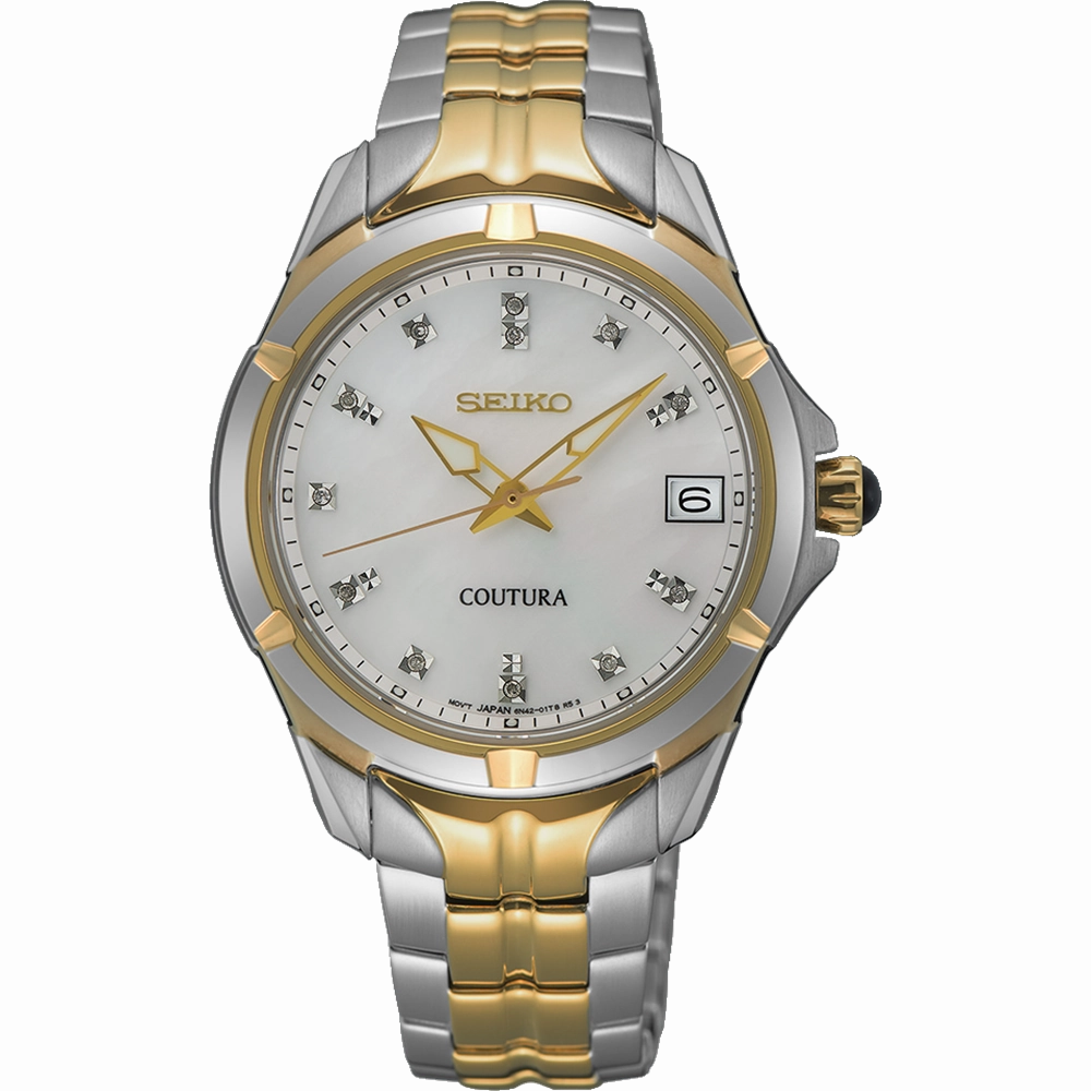 Seiko Coutura Analogue Mother of Pearl Dial Stainless Steel Watch SUR594P