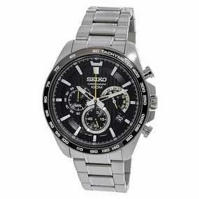 Seiko Men's Chronograph Watch - Black Dial Steel Bracelet | SSB303P1