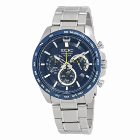 Seiko Men's Chronograph Watch - Blue Dial Steel Bracelet | SSB301P1
