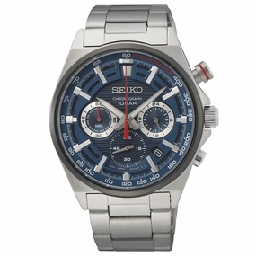 Seiko Men's Quartz Watch - Chronograph Blue Dial Stainless Steel Bracelet | SSB407P1