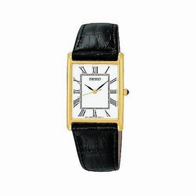 Seiko Men's Rectangular Face Leather Strap Watch SNF672
