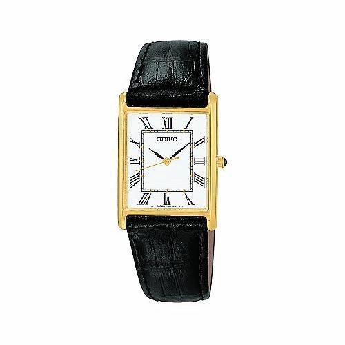 Seiko Men's Rectangular Face Leather Strap Watch SNF672