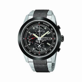 Seiko Men's SS Black Tone Alarm Chronograph SNAB19