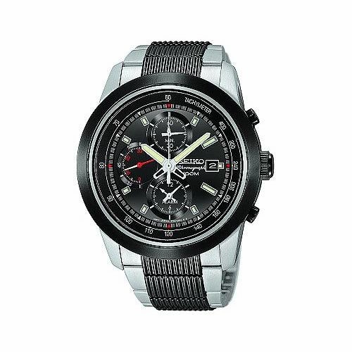 Seiko Men's SS Black Tone Alarm Chronograph SNAB19