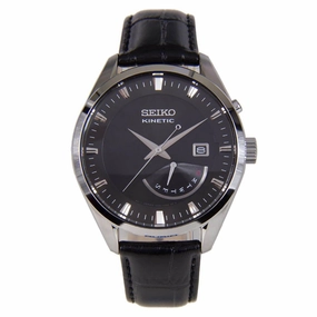 Seiko Men's Strap Watch - Discover More Black Dial Kinetic | SRN045P2
