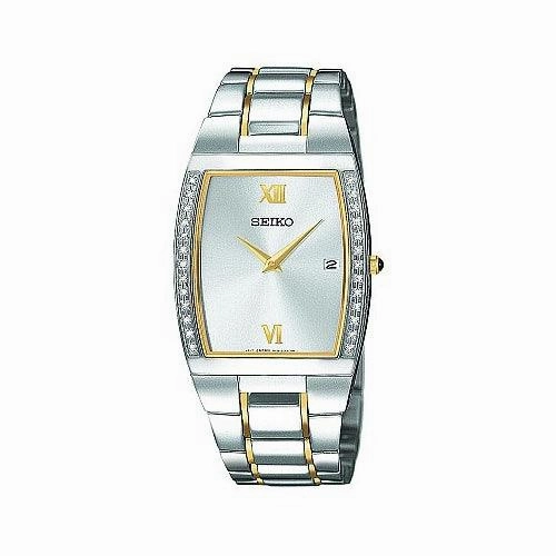 Seiko Men's Two Tone Quartz Diamond Watch SKP321