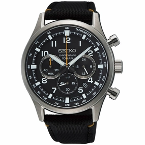 Seiko Men's Watch - Chronograph Quartz Black Dial Nylon Strap | SSB449P1