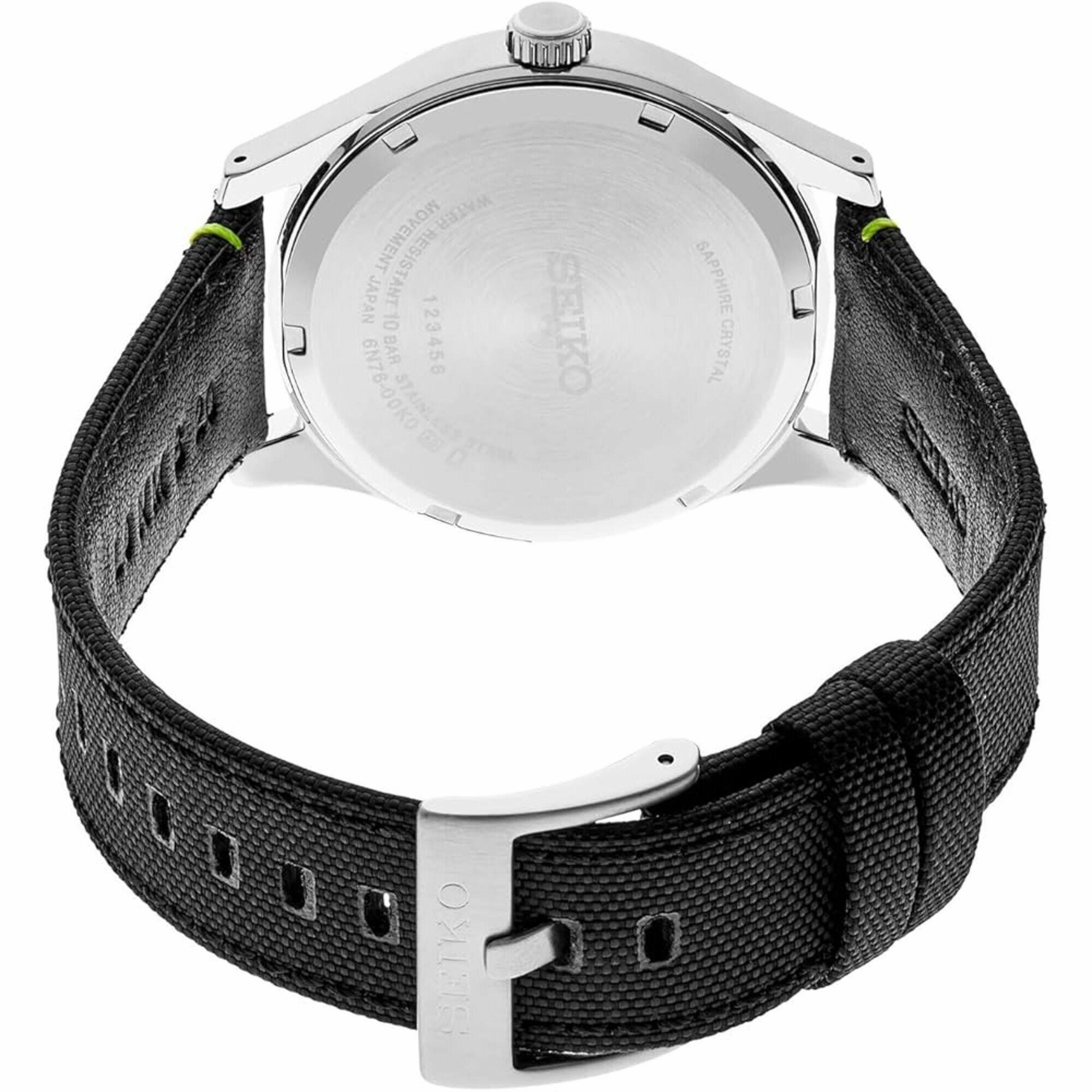 Seiko Men's Watch - Essentials Quartz Black Dial Nylon/Leather Strap | SUR517
