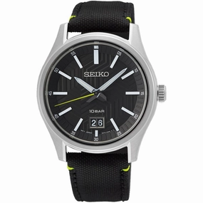 Seiko Men's Watch - Essentials Quartz Black Dial Nylon/Leather Strap | SUR517