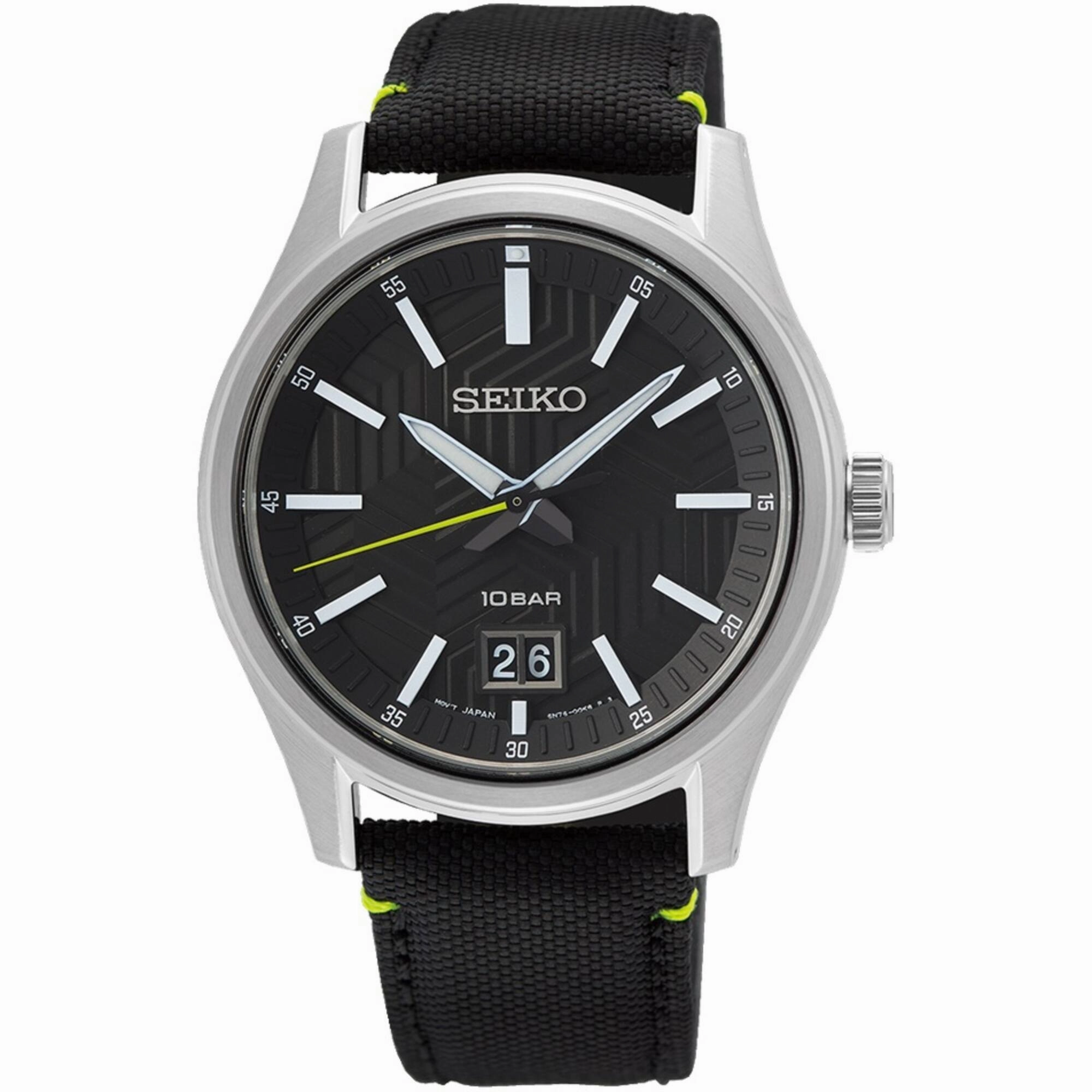 Seiko Men's Watch - Essentials Quartz Black Dial Nylon/Leather Strap | SUR517
