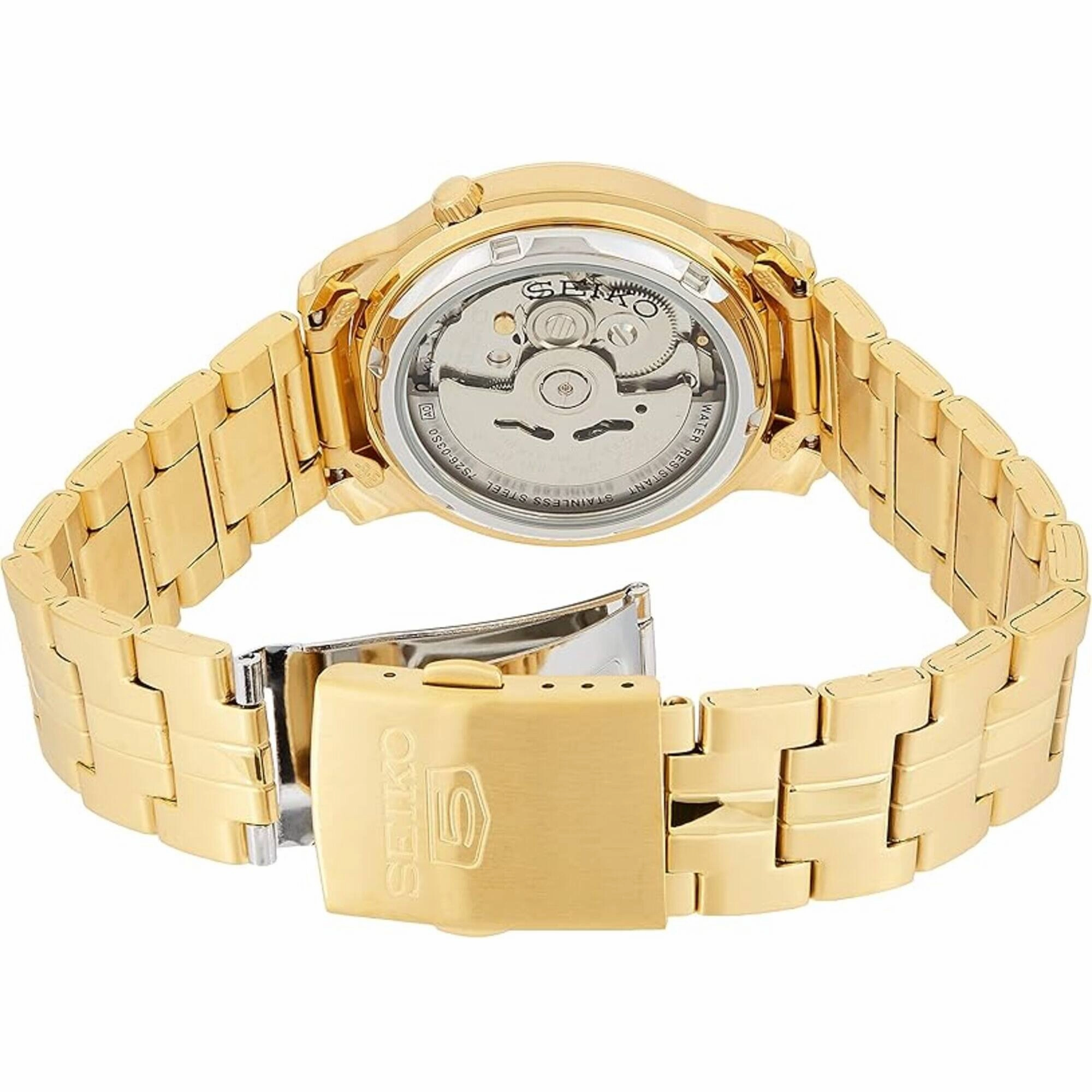 Seiko Men's Watch - Seiko 5 Automatic White Dial Yellow Gold Bracelet | SNKK84