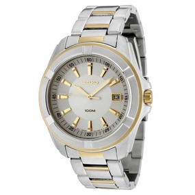 Seiko SGEE74P1 Men's Two-Tone Gold Plated SS Silver Dial Watch