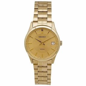 Seiko SGEF04 Men's Dress Gold Tone Dial Yellow Gold Steel Bracelet Watch