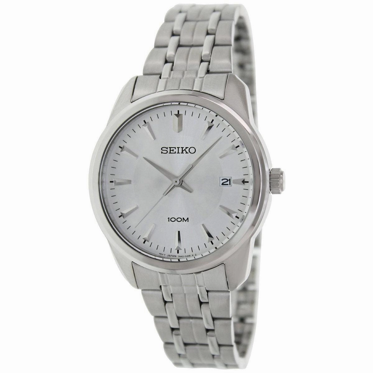 Seiko SGEG01P1 Men's Silver Dial Stainless Steel Bracelet Date Watch