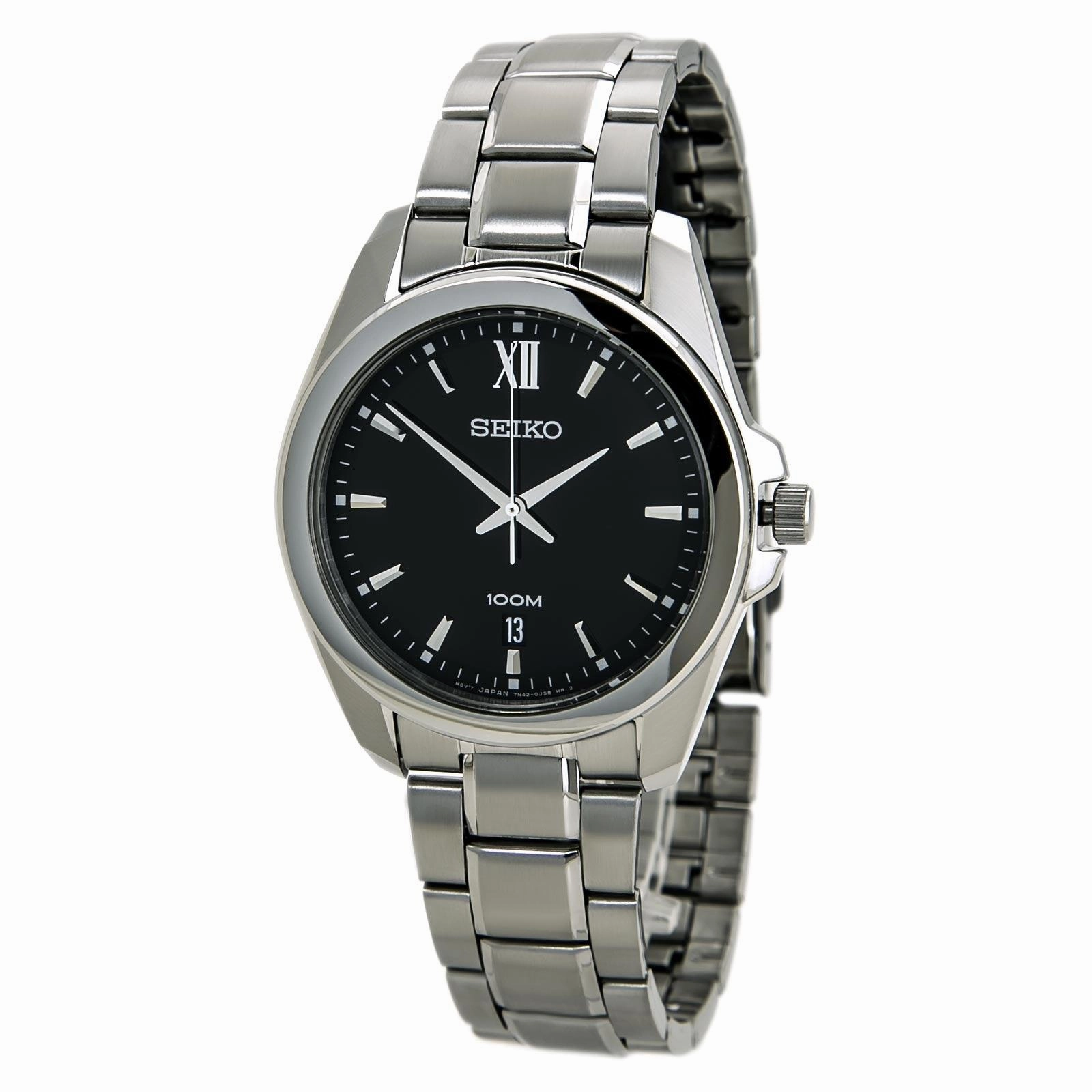 Seiko SGEG61 Men's Black Dial Stainless Steel Bracelet Quartz Date Watch