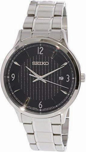 Seiko SGEH81P1 Men's Classic Black Dial Steel Bracelet Watch