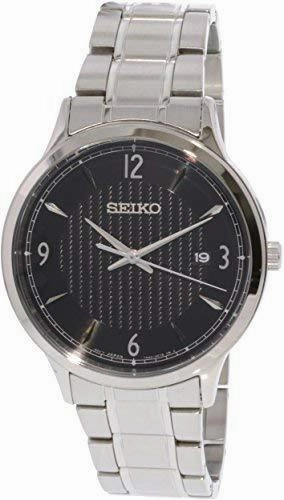 Seiko SGEH81P1 Men's Classic Black Dial Steel Bracelet Watch
