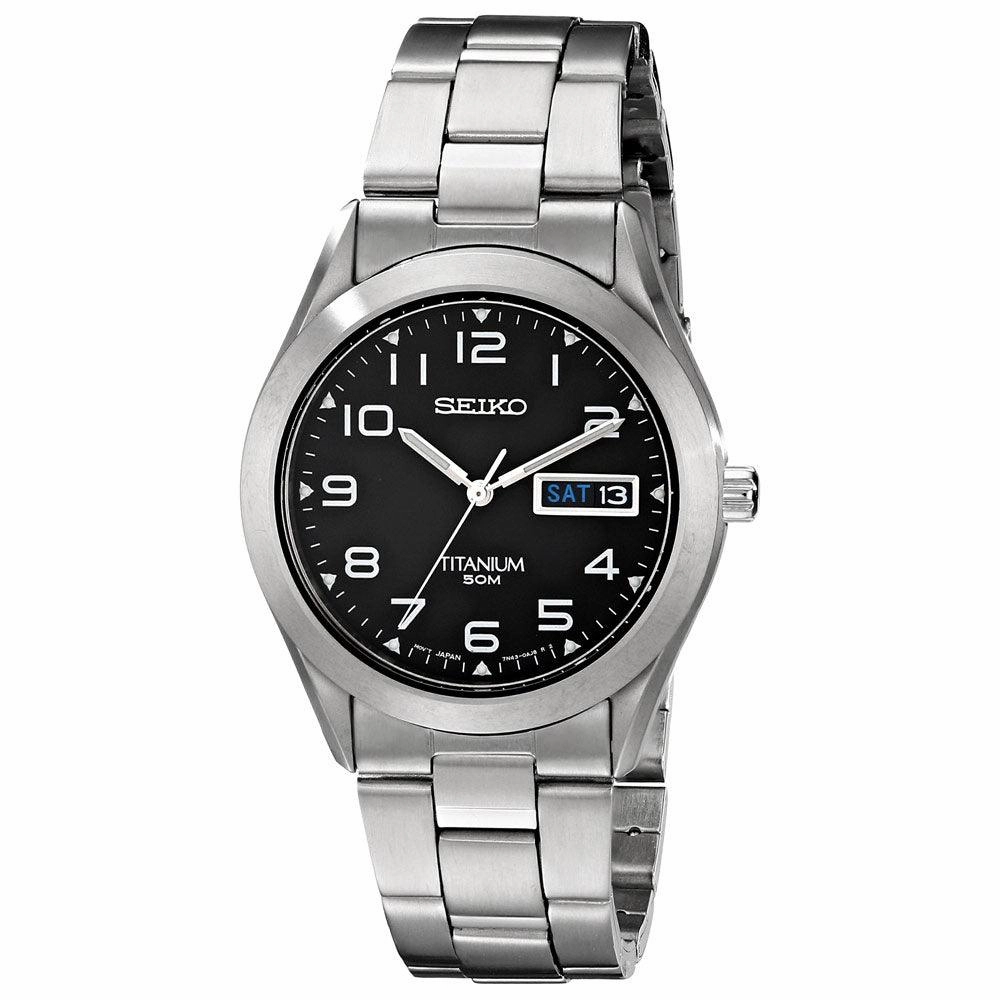 Seiko SGG711 Men's Black Dial Titanium Bracelet Watch