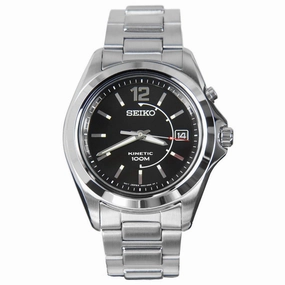 Seiko SKA477 Men's Stainless Steel Black Dial Kinetic Watch