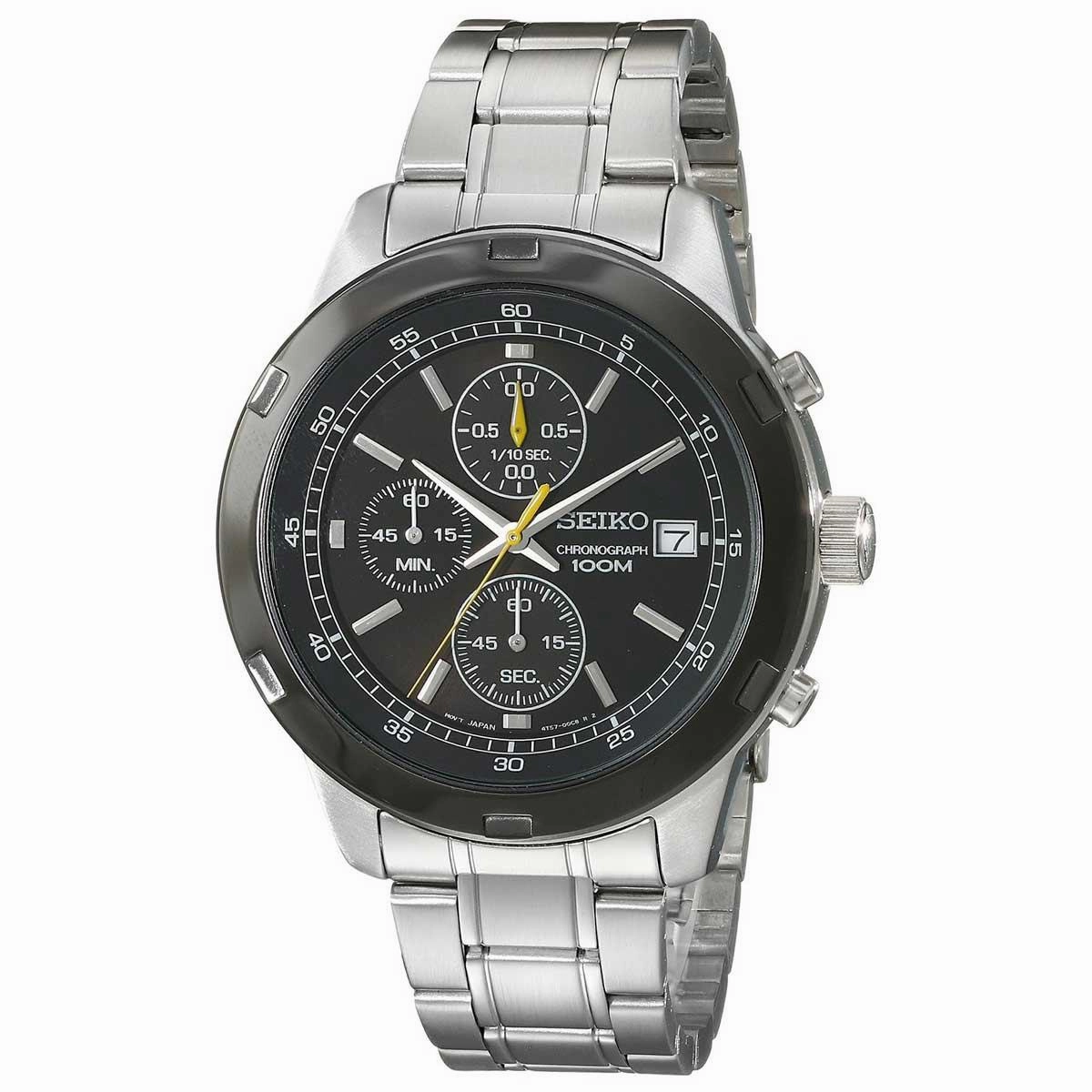 Seiko SKS435 Men's Stainless Steel Bracelet Black Dial Chronograph Watch