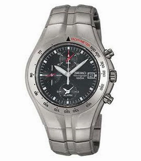 Seiko SNA067 Men's Quartz Titanium Chronograph Alarm Watch
