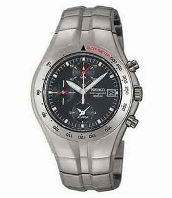 Seiko SNA067 Men's Quartz Titanium Chronograph Alarm Watch