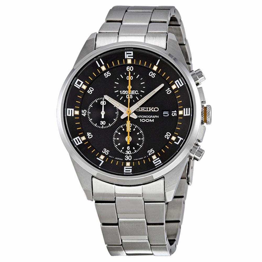 Seiko SNDC89 Men's Black Dial Stainless Steel Bracelet Chronograph Watch