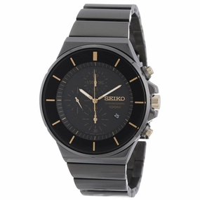 Seiko SNDD57 Men's Classic Black Dial Black IP Steel Bracelet Chronograph Watch