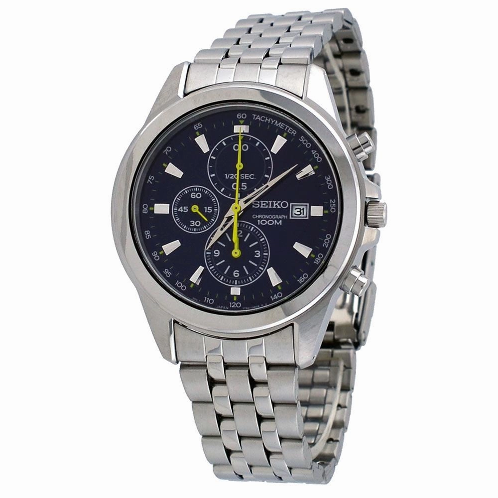 Seiko SNDF03 Men's Blue Dial Steel Bracelet Chronograph Watch