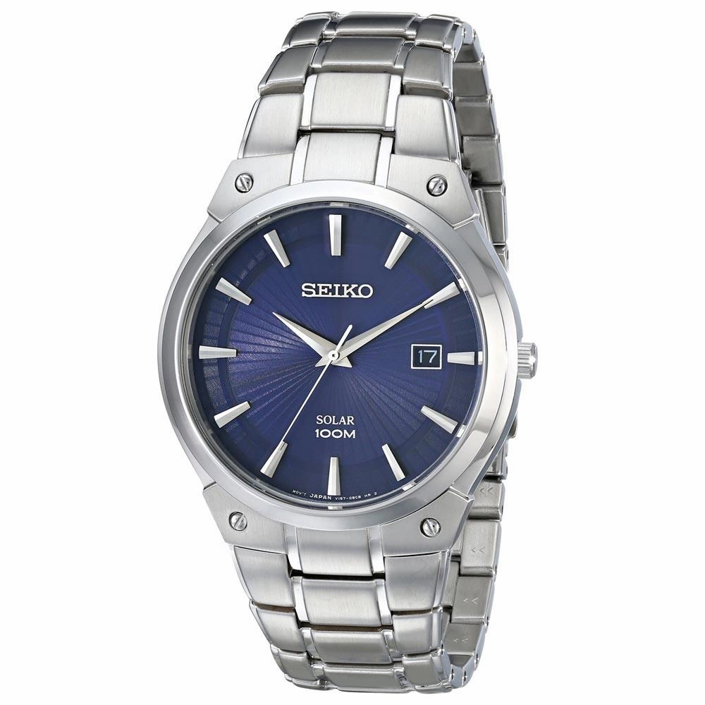 Seiko SNE323 Men's Core Solar Blue Dial Steel Bracelet Power Reserve Watch