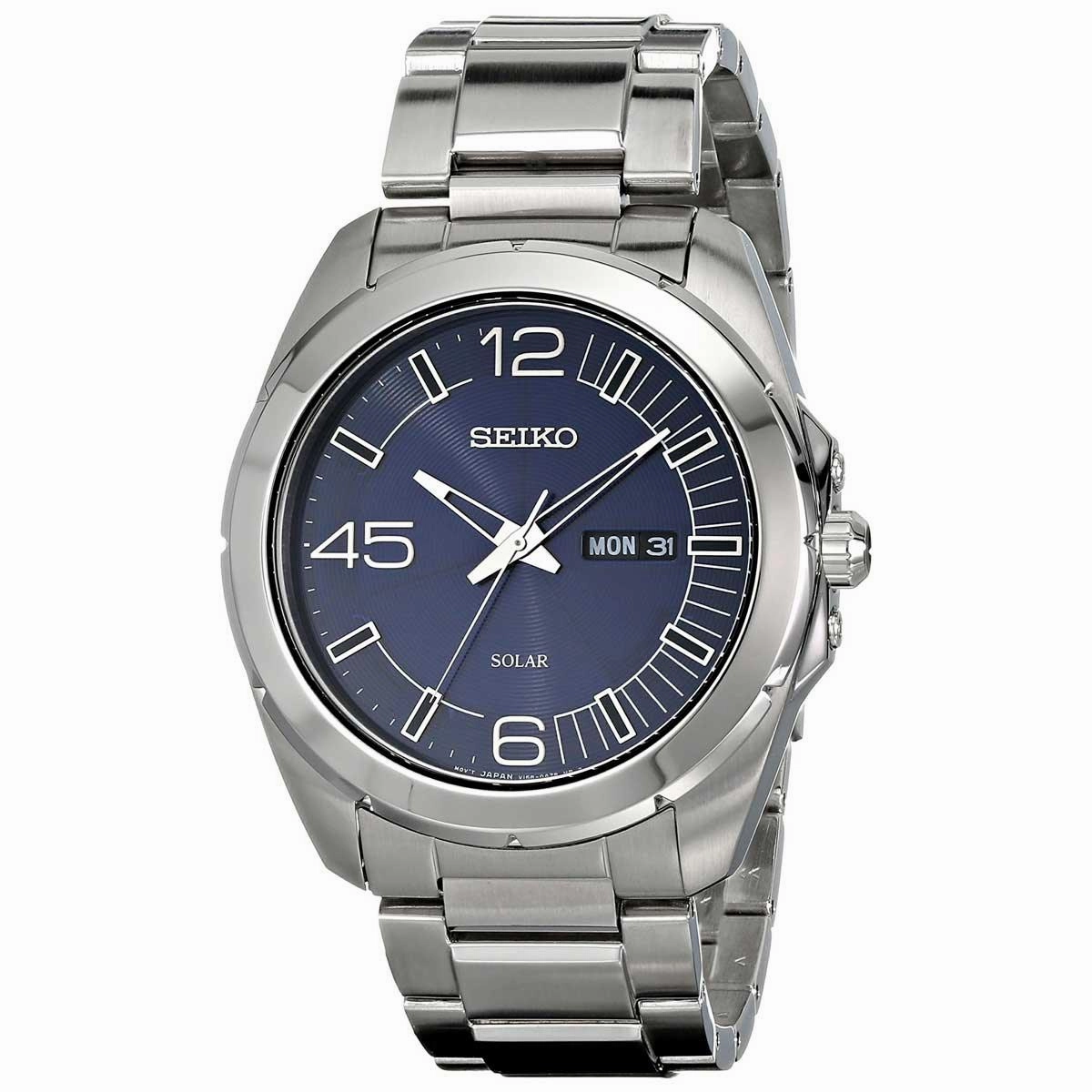 Seiko SNE337 Men's Solar Millennial Blue Dial Stainless Steel Bracelet Watch