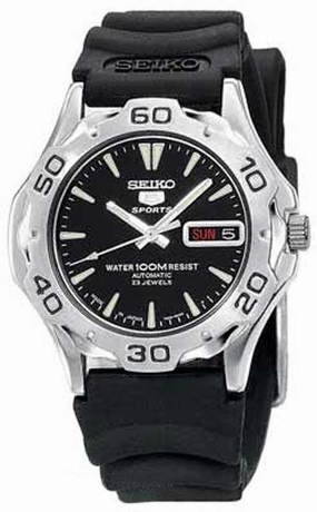 Seiko SNZD31 Men's Black Dial Rubber Strap Automatic Watch