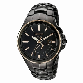 Seiko SRN066 Men's Coutura Black Dial Black IP Steel Bracelet Power Reserve Kinetic Watch
