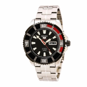 Seiko SRP207 Men's 5 Sports Stainless Steel Bracelet Automatic Black Dial Watch